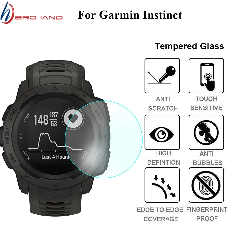 2pcs Full Screen Protector Film For Garmin Instinct Watch HD 9H 2.5D Tempered Protective Glass Explosion-proof Anti Scratch Film