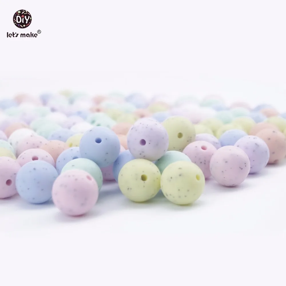 

Let's Make Baby Teether Chewable Round Beads 200PCS 15mm Silicone Sesame Candy Colors DIY Nursing Accessories Beads Teether