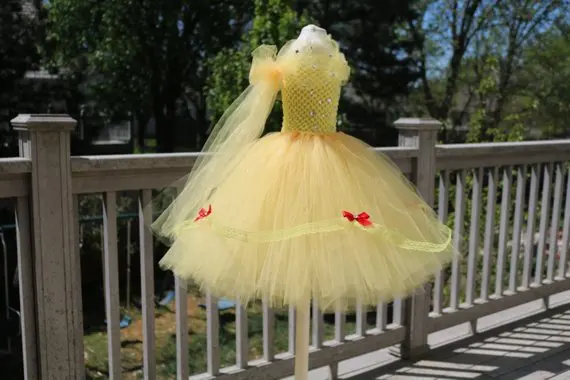 POSH DREAM Beauty and The Beast Tutu Dress for Birthday Party Belle Princess Tutu Dress Yellow Gold Belle Princess Girls Clothes