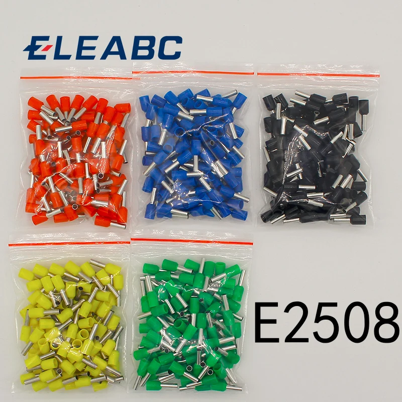 E2508 Tube insulating terminals 2.5MM2 100PCS/Pack Insulated Cable Wire Connector Insulating Crimp Terminal Connector E-