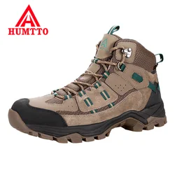 HUMTTO-zapatos de senderismo profesionales para exteriores, zapatillas de montaña de cuero genuino, impermeables, para acampar, talla grande