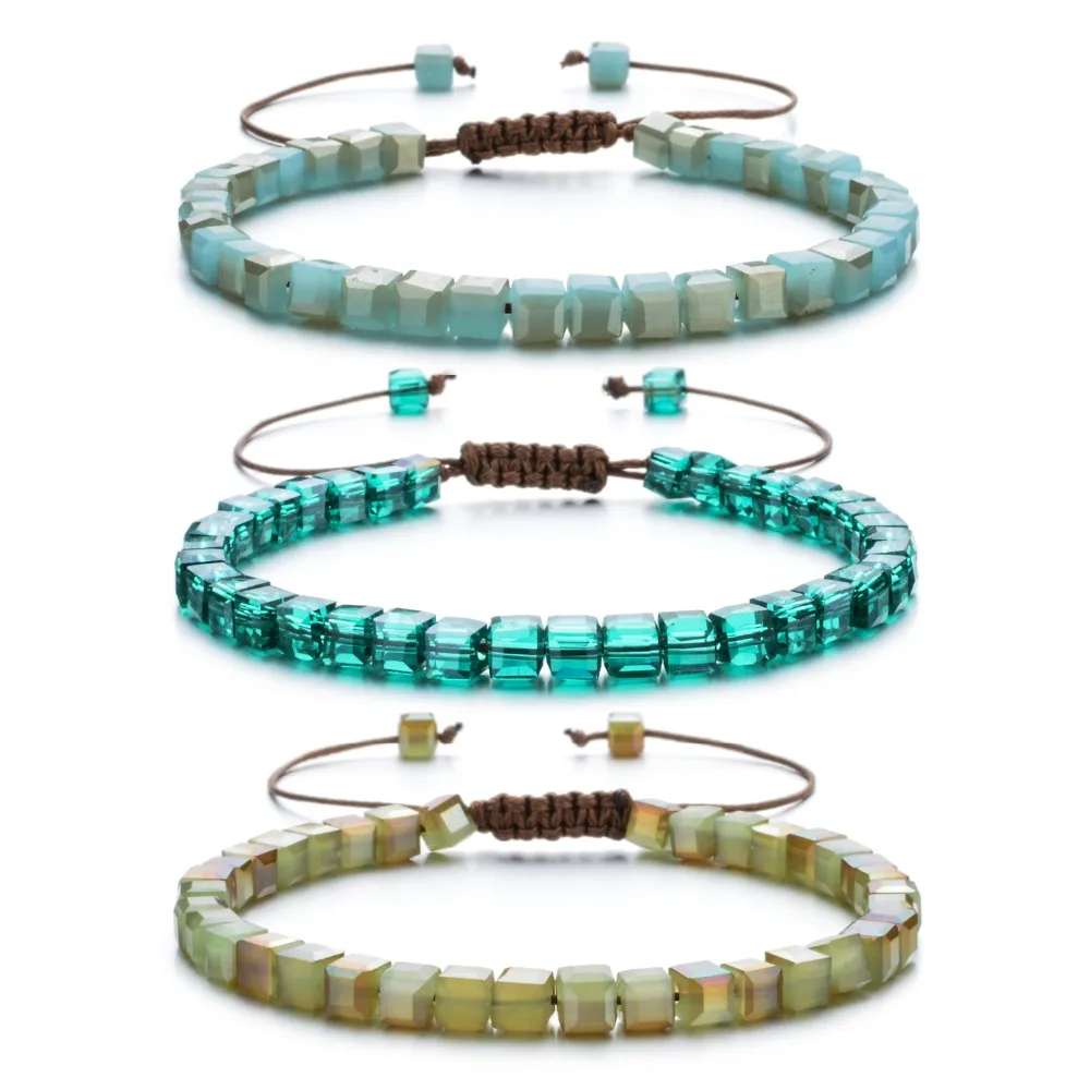 ZMZY 3pcs Mixed Crystal Glass Stone Beads Bracelet Friendship Bracelets for Women Gift Colorful Boho Style Party Luxury Jewelry