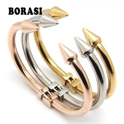 Top Quality Stainless Steel Jewelry Conical Arrows Bracelets & Bangles Wholesale Gold Color Cone Nail Cuff Bracelet For Women