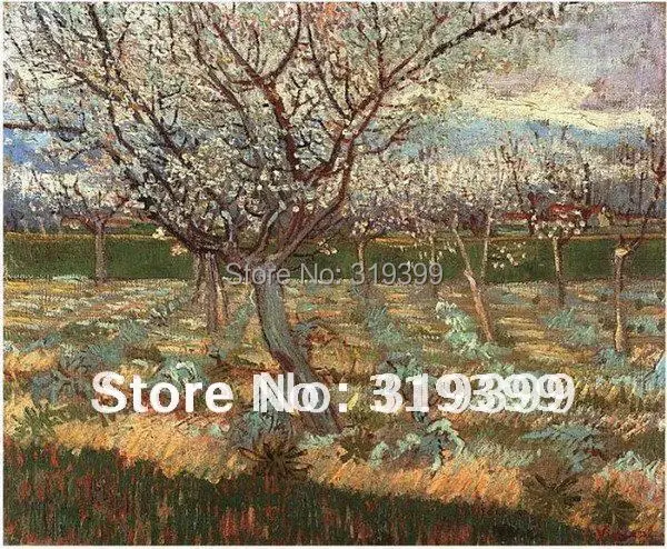 Linen Canvas Oil Painting reproduction, Apricot Trees in Blossom by vincent van gogh,Free DHL Shipping