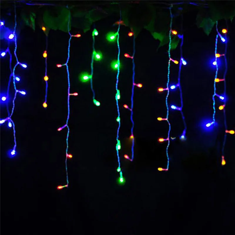 Christmas Outdoor Decoration Indoor 5m Droop 0.4-0.6m Curtain Icicle Led String Lights New Year Garden Party AC 220V