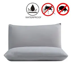 2PCS Waterproof Pillow Case Solid Color Protector Bed Bug Proof Allergy Protection Pillow Covers Breathable Pillowcases