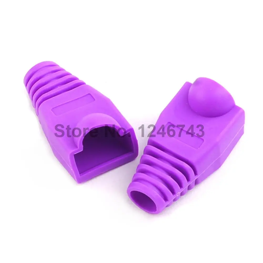 50PCS RJ45 Connector Caps cat5 cat5e cat6 Multicolour Sheath Protective Sleeve for Network Connectors Ethernet Cable Purple