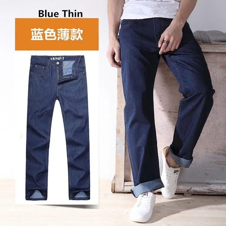 

2022 Classic Man jeans Loose Straight Cotton Leisure Men's Jeans Plus Size 29-48 Fashion Pure Denim Long Trousers