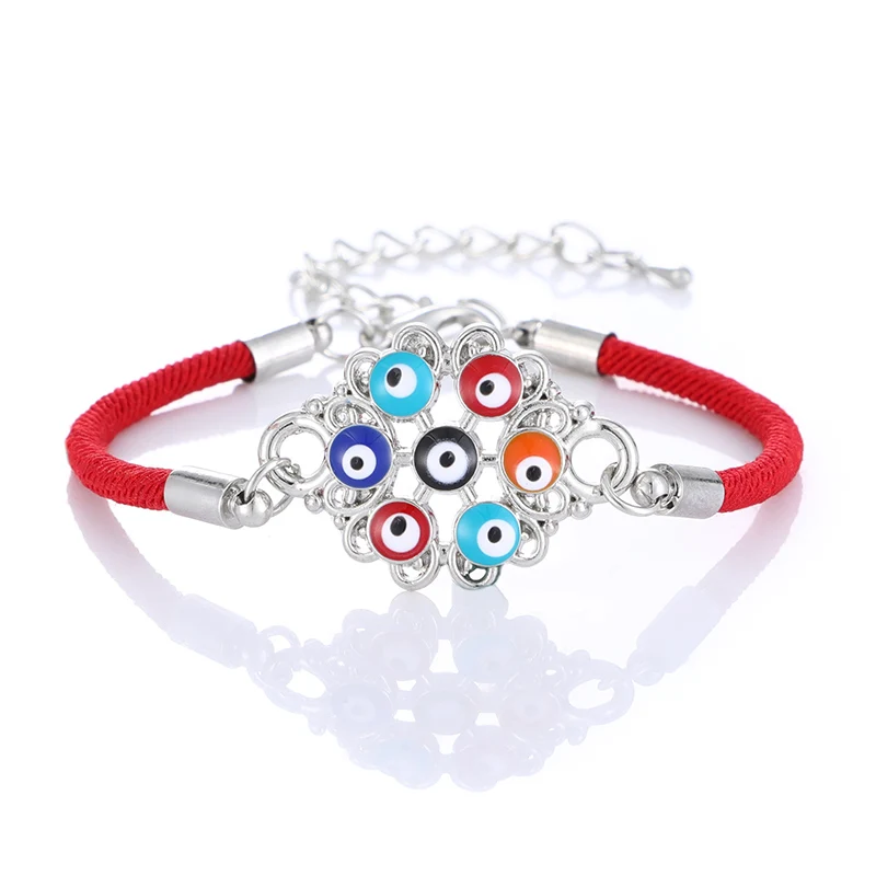 Exquisite Lucky Turkish Blue Evil Eye Charm Bracelet Silver Color Thin Red Rope Thread String Bracelets For Couples Lovers