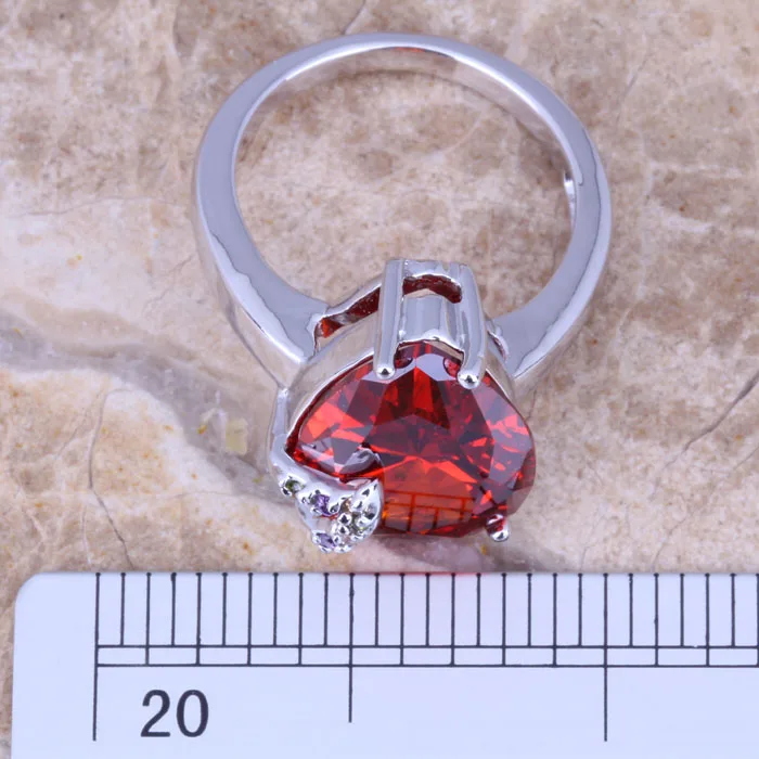 Magic Multicolor Red Garnet Silver Plated  Women's Ring Size 6 / 7 / 8 / 9 R0896