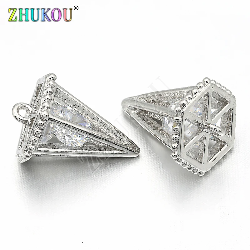 10*15mm Brass Cubic Zirconia Fashion Charms Pendants DIY Jewelry Findings Accessories, Hole: 1mm, Model: VD269/1 Piece
