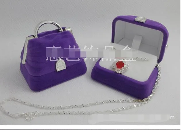 20pcs/lot creative style bag jewelry box ring earring necklace jewelry case velvet handbag Display Box