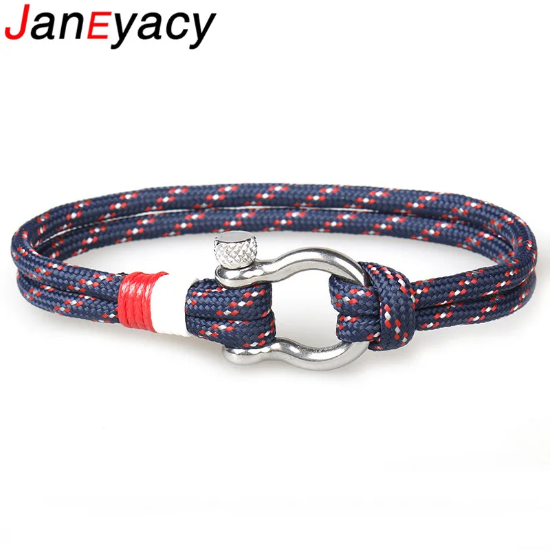 Hot Soldier Style Sport Camping Parachute cord Survival Bracelet Men Women with Stainless Steel Shackle Buckle Fashion Pulseira