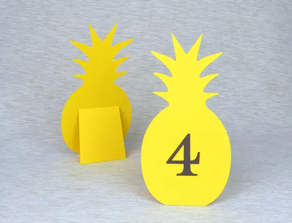 1-20 Pineapple Numbers place cards Wedding bridal baby shower Dinner tropical Party, Seating Reception, Escort name cardpc001