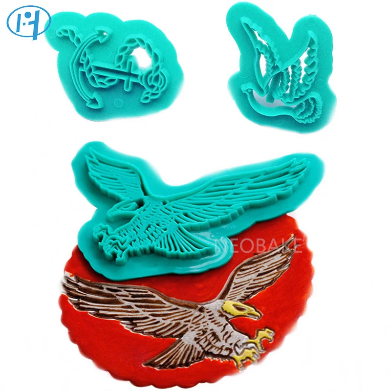 

3pcs Eagle Peace Dove Sea Fondant Embosser Flower Cookie Cutters Biscuit Molds Icing Embossing Decorating Cutter Cake Tools