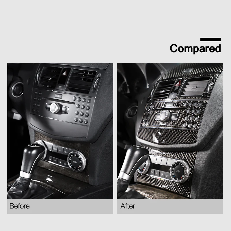 Car Central Control CD Panels Decor Sticker Cover Trim Frame Decorative Fit For Mercedes Benz W204 2007 2008 2009 2010