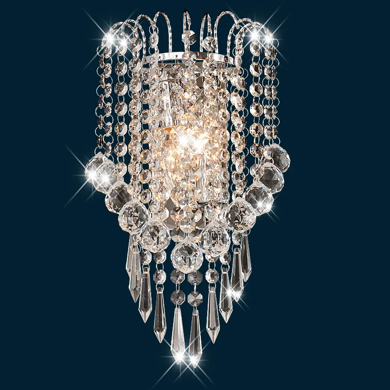 

Crystal Bedroom Bedsides Wall Lamp Luxury Modern Mirror Front Crystal Wall Sconces Corridor Balcony Hallway Wall Lights