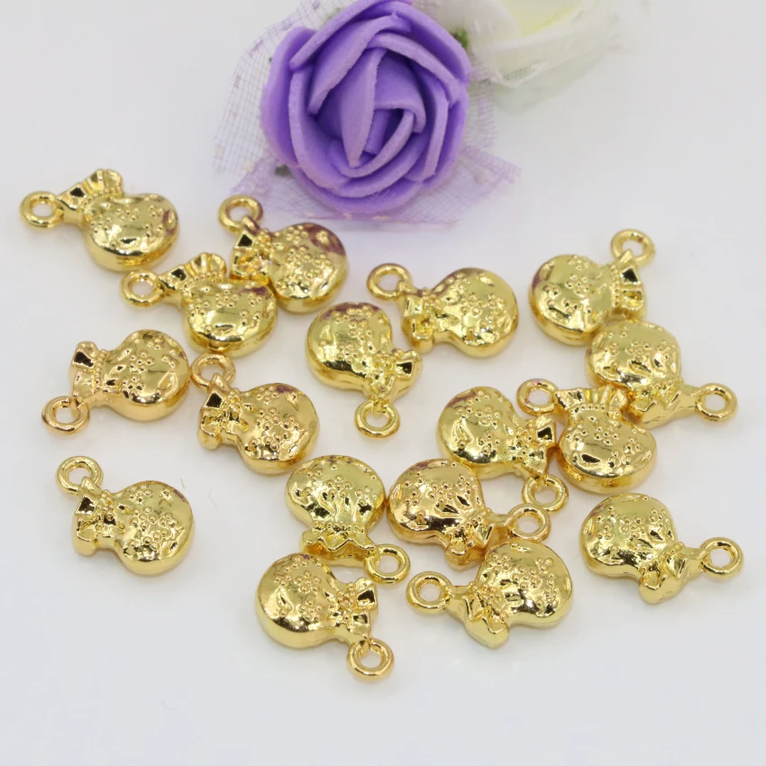 Exquisite diy findings fashion 5pcs gold-color money bag shape 10*11mm spacers beads little pendant accessories findings B2557