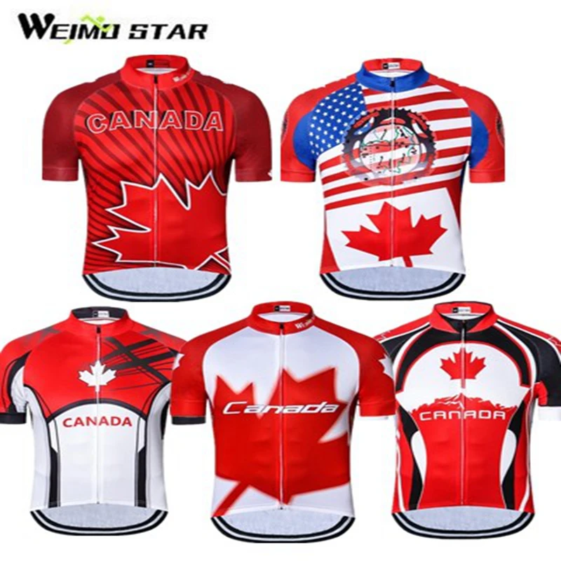 

Weimostar CANADA Maple Leaves Men Cycling Jersey Short Sleeve Cycling Clothing Summer Bicycle Clothes mtb Road Bike Wear Maillot