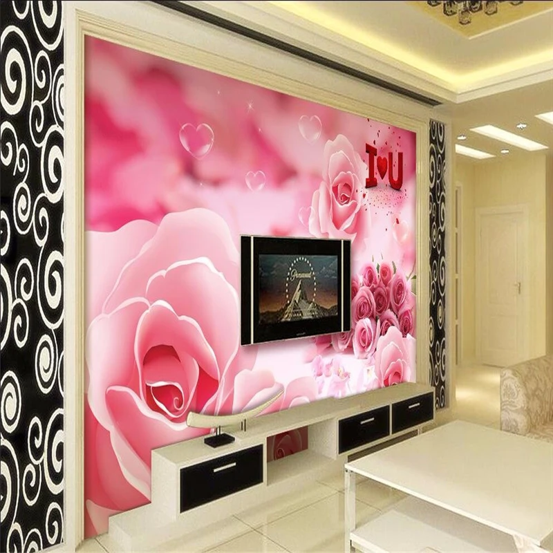 

beibehang 3d wall paper mural art decor picture backdrop Pink rose petals English Living Room Restaurant wallpaper for walls 3 d