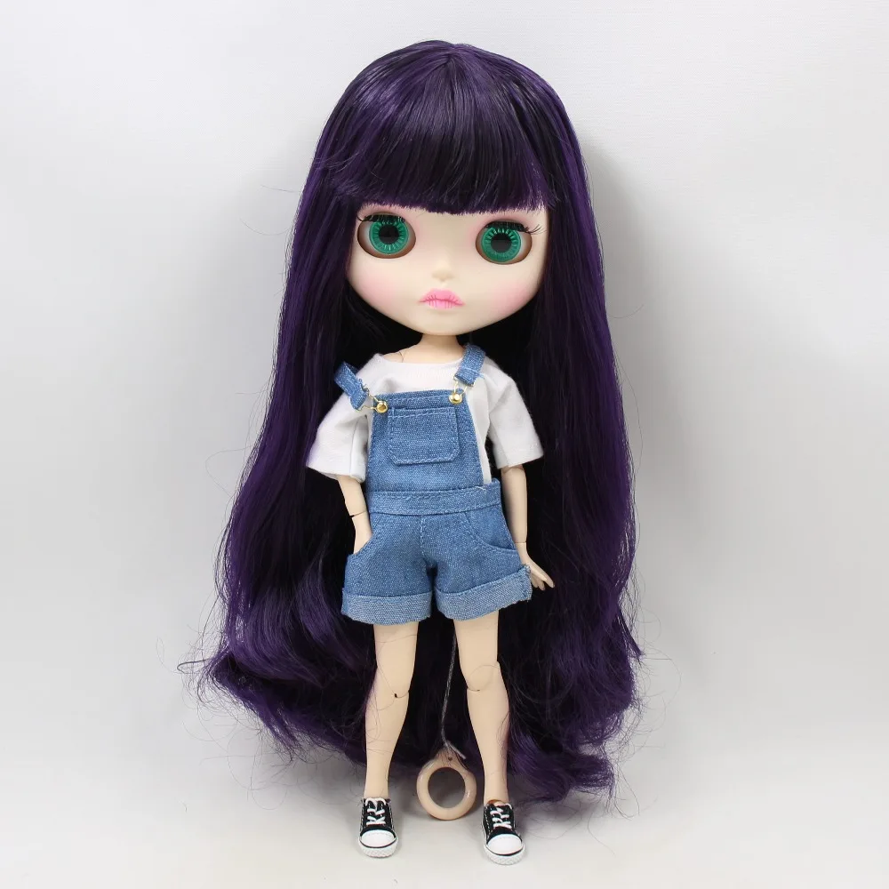 ICY DBS Blyth Puppe bjd joint körper weiße haut neue frontplatte matte gesicht BL169 lila haar 30cm