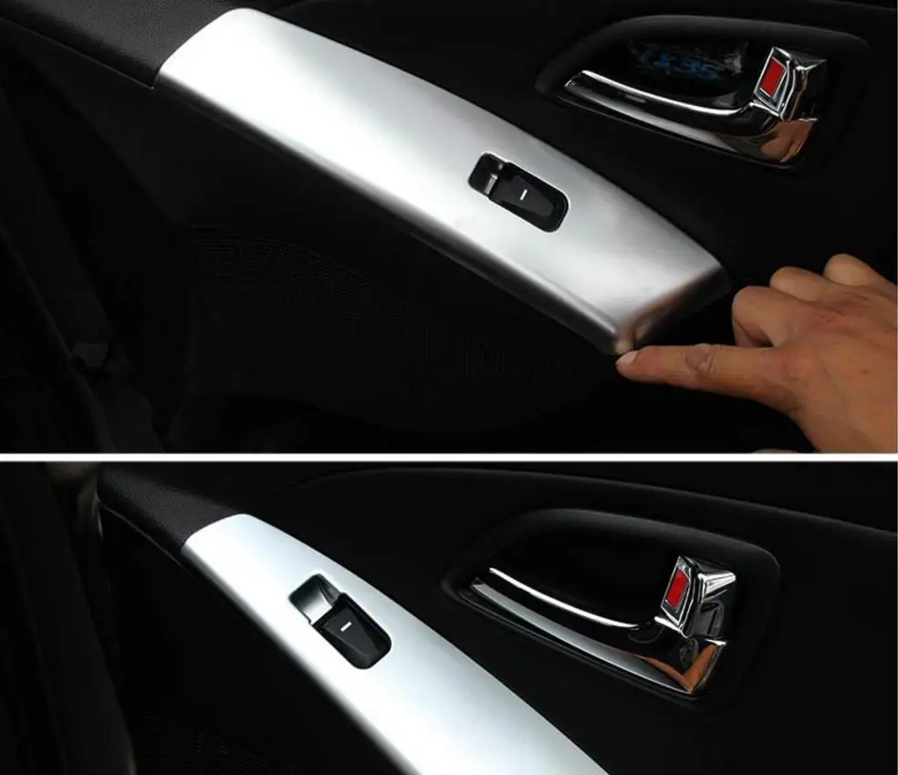 Glass lift switch panel, middle control decorative patch door handle decorative frame  For Hyundai ix35  2012-2015 car sticker