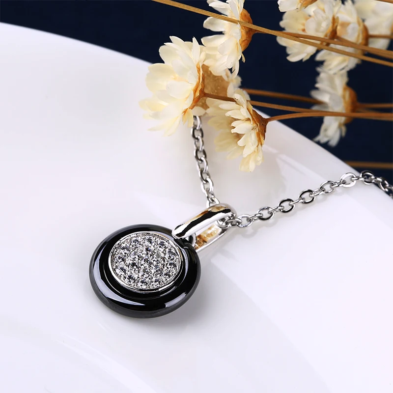 2020 Rhinestone Circle Necklaces & Pendants For Women 1.2cm Width Ceramic Necklace Jewelry Wedding Party Birthday Gift Wholesale