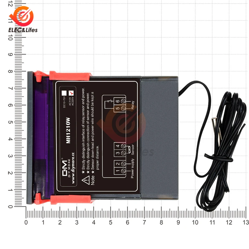 Imagem -05 - Termostato Digital para Caixa de Incubadora Interruptor Controlador de Temperatura Termorregulador do Medidor de Temperatura Mh1210w ac 110220v dc 972v 10a