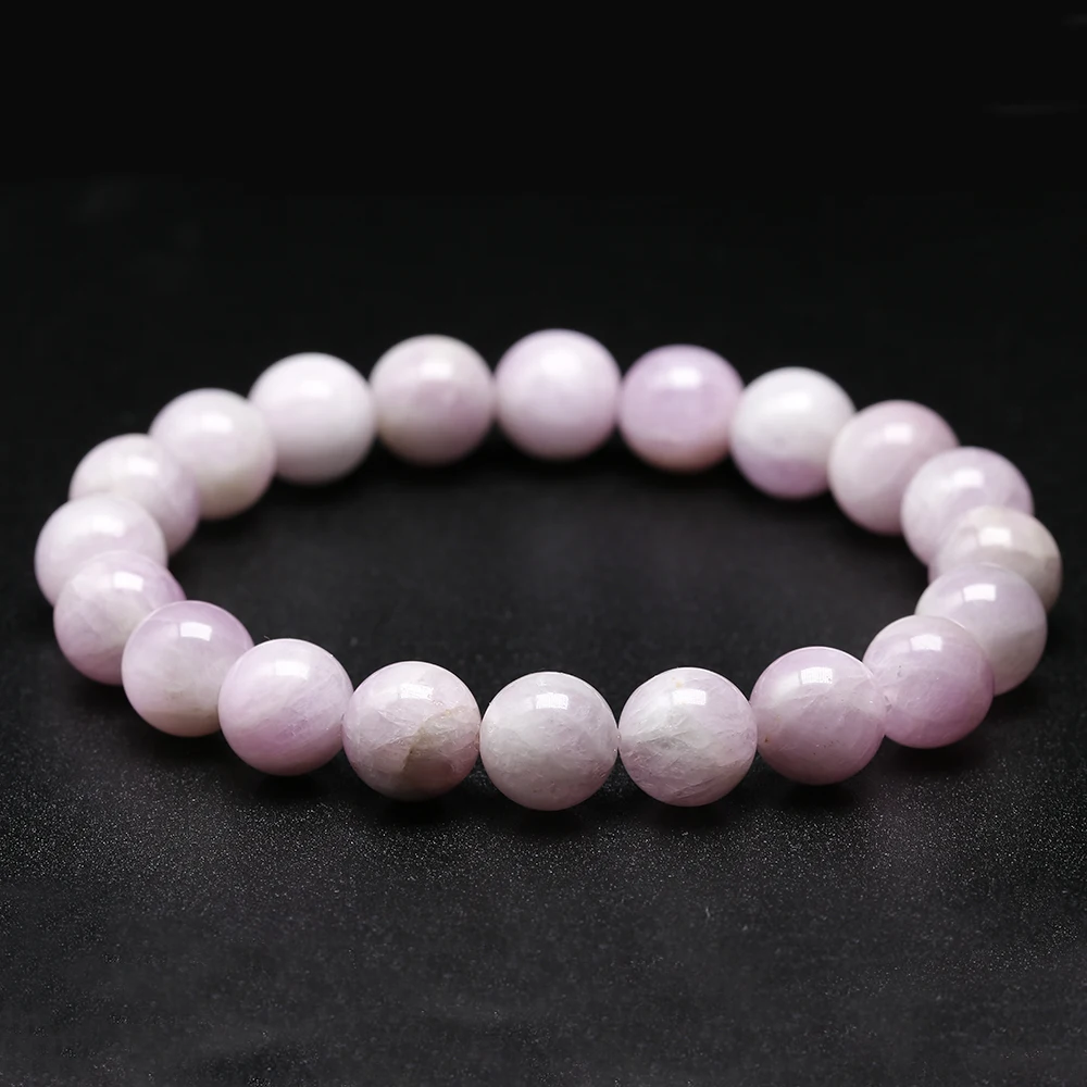 Personalized Natural Kunzite Stone Beads Bangle Elastic Women Stretch Bracelet