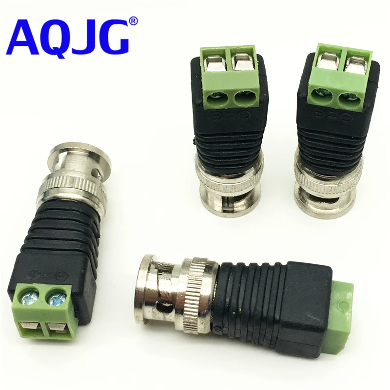 10Pcs/lot Coaxial Coax CAT5 BNC Male Connector for CCTV Camera Security System Surveillance Accessories New Arrival AQJG