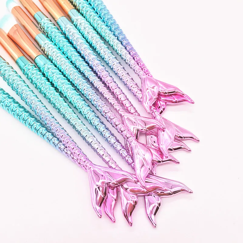 Pro Mermaid Makeup Brushes Foundation Eyebrow Eyeliner Blush Powder Cosmetic Concealer Makeup Brushes tool set kit