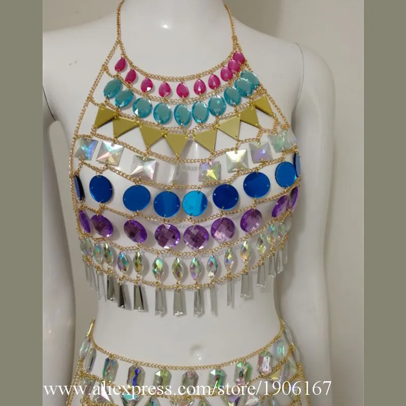

Colorful Music Festival Sexy Lady Bikini Suit Nightclub Party Dress Bar Stage Performance DS Dancewear Clothes