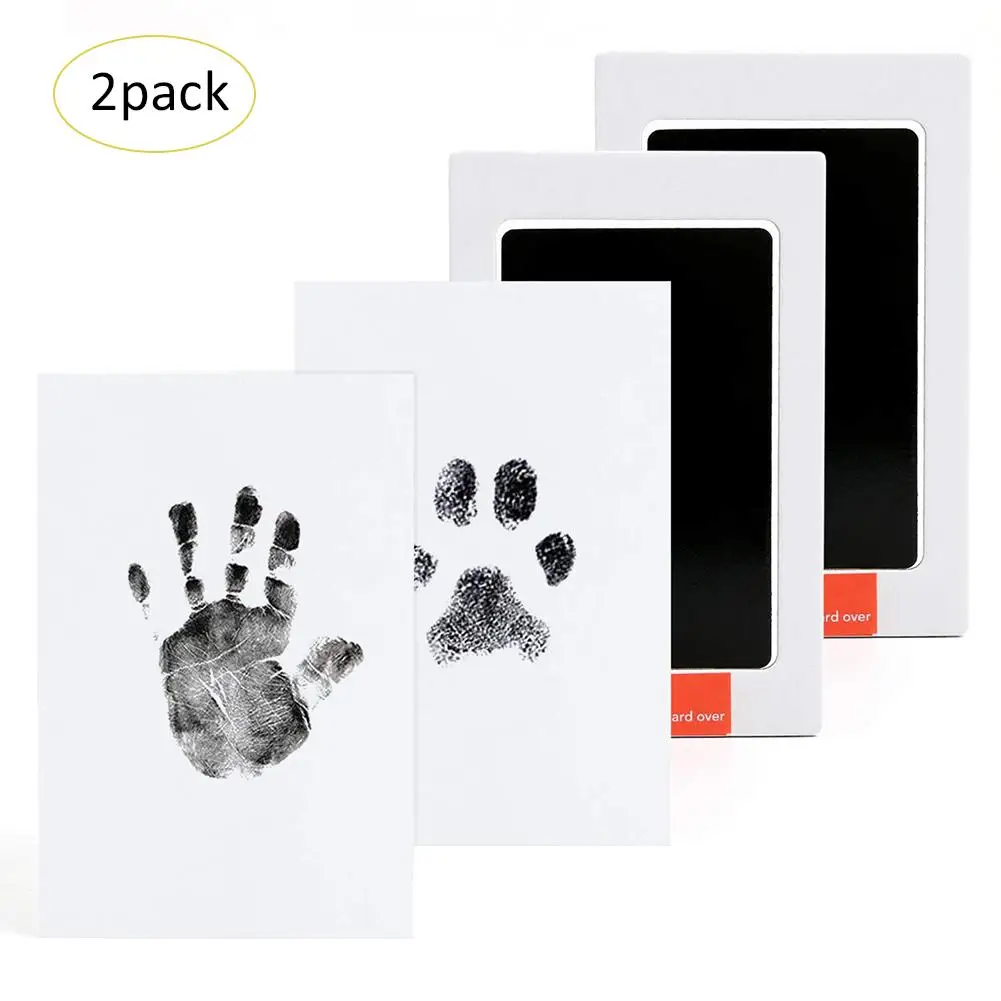 2 Pcs Baby Stamp Pads With Handmade Print Safe Non-toxic Stamp Pads Kits Children's Toy Baby Footprints Handprint Ink Pads