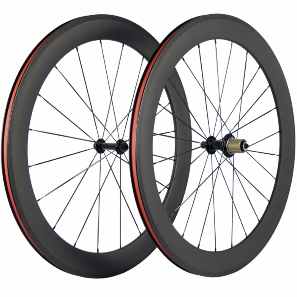 

No Decal Carbon Wheelset Clincher 60mm Depth Carbon Road Wheels Basalt Braking Surface R13 Hub 3K Matte