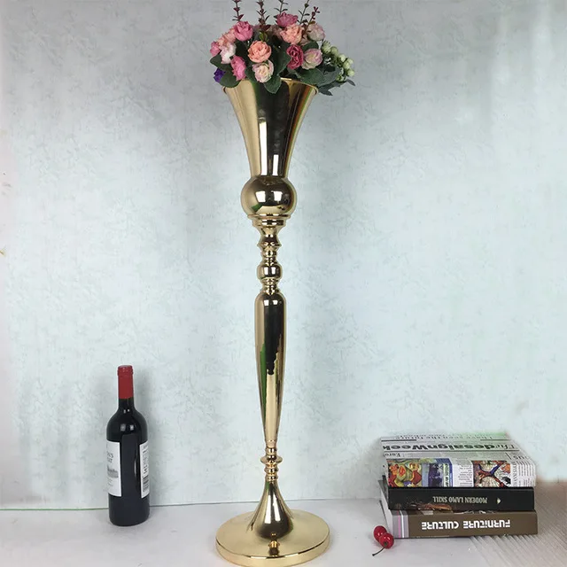 Hot sell new style Wedding Metal Gold Color Flower Vase Column Stand for Wedding Centerpiece Decoration