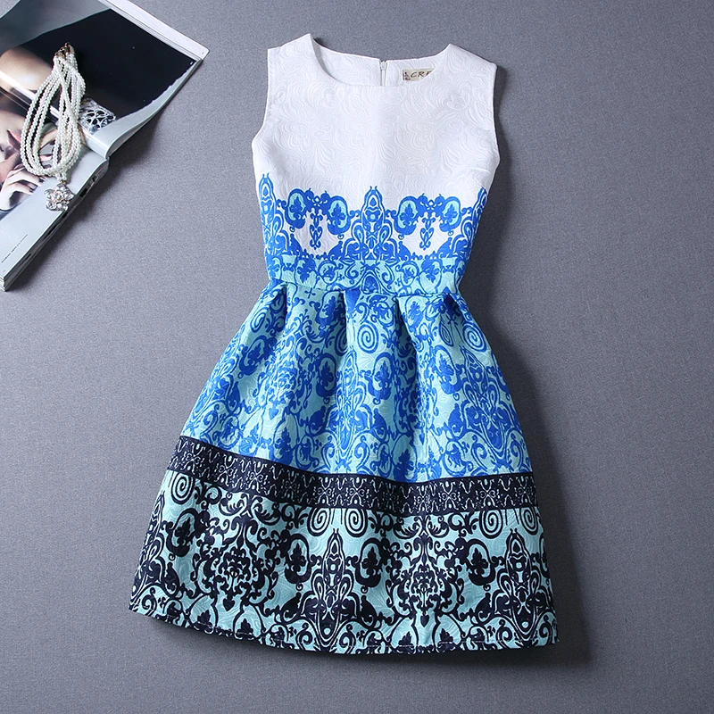 Womens Summer Dresses 2024 Summer women casual print dress european style vest vintage women clothing Vestidos Dress Plus size