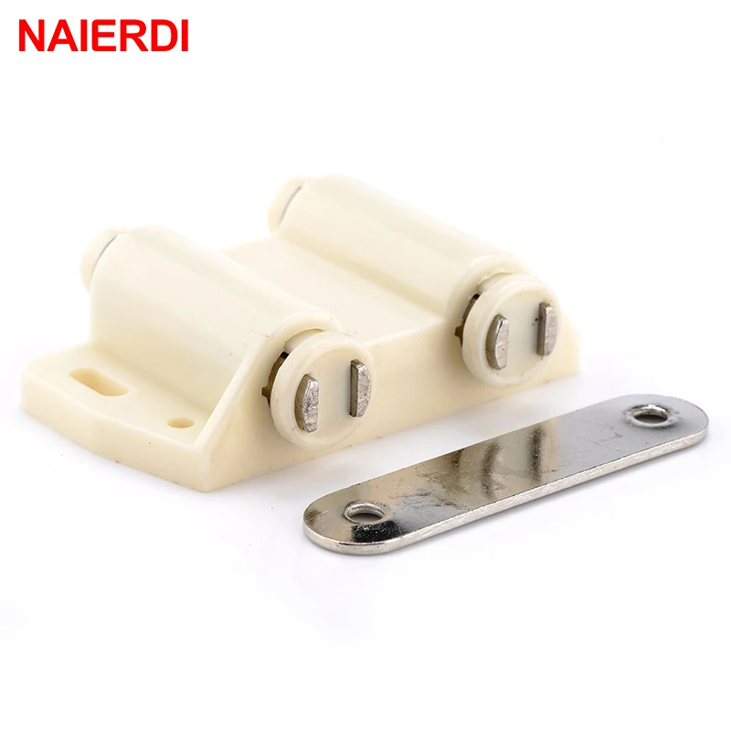 NAIERDI Double Cabinet Catches Kitchen Door Stopper Drawer Latch Soft Close Push to Open cupboard Magnetic Furniture Hardwar