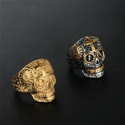 European and American retro stainless steel skull ring titanium steel men's ring jewelry