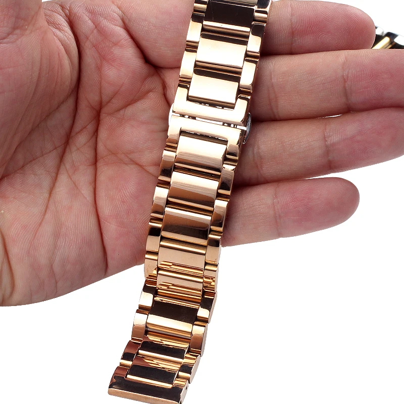 18MM 20MM 21MM 22MM 24MM Stainless Steel Watchbands silvery Golden Rose gold Men Metal Polished watch bracelets Watch Strap Band