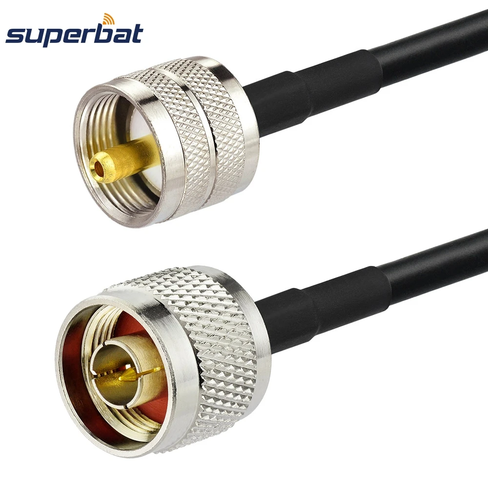 Superbat N Plug to UHF PL-259 Male Straight Connector Pigtail Coaxial Extension Cable Assembly KSR195 1M for Wireless Antenna