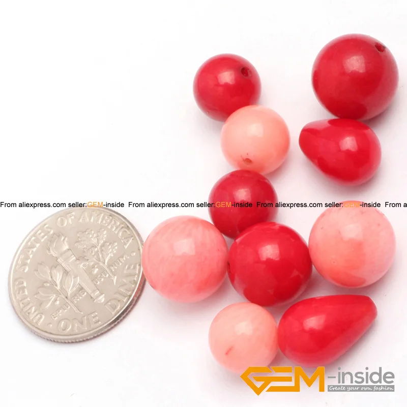 

Coral: Round & Drop AA Natural Coral Beads Half Drilled 10 Pcs DIY Beads Loose Beads For Fashion Jewelry Making Free Shipping