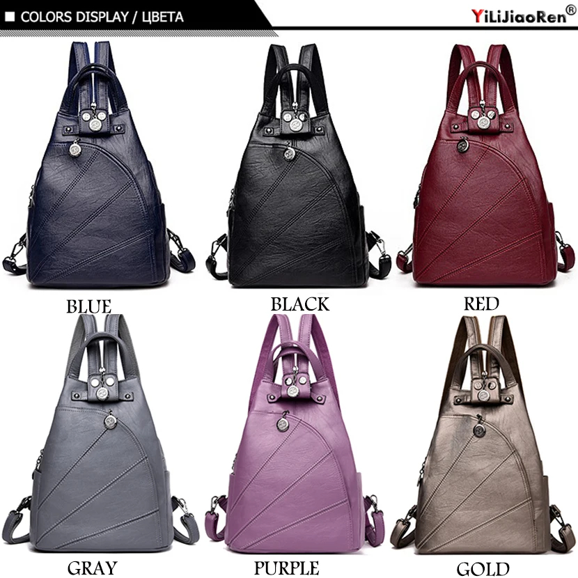 Fashion Backpack Female Brand Leather Backpack Women Luxury Travel Bag Large Capacity Backpacks Shoulder Bag Mochila Feminina