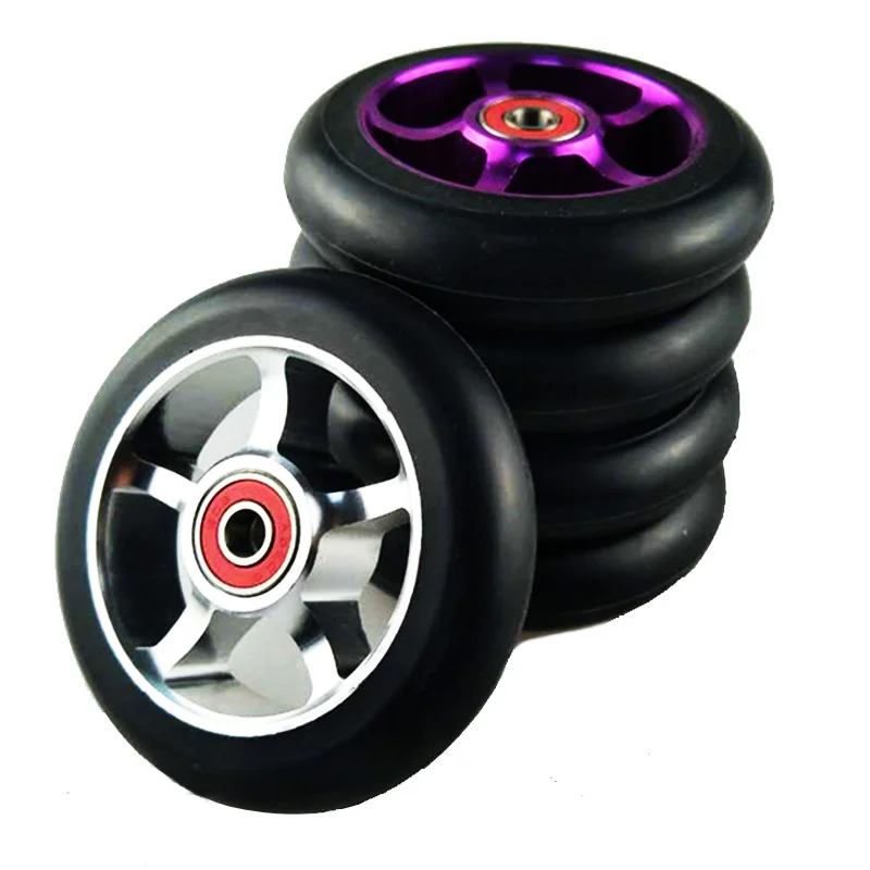 

100mm Scooter Wheels Skateboard Wheelchair wheel Aluminium Alloy Steel Hub 2 pieces 88A High Elasticity Precision speed skating