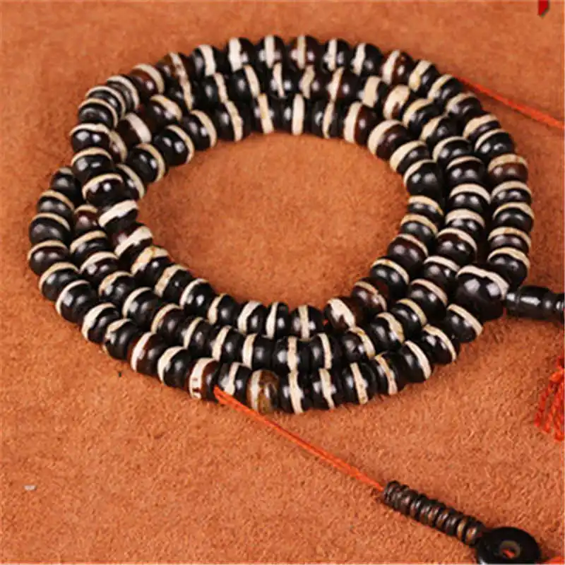 8-9mm Tibetan 108 Yak Bone Prayer Beads Malas One line Medicine Dzi Rosary Good Quality BRO557