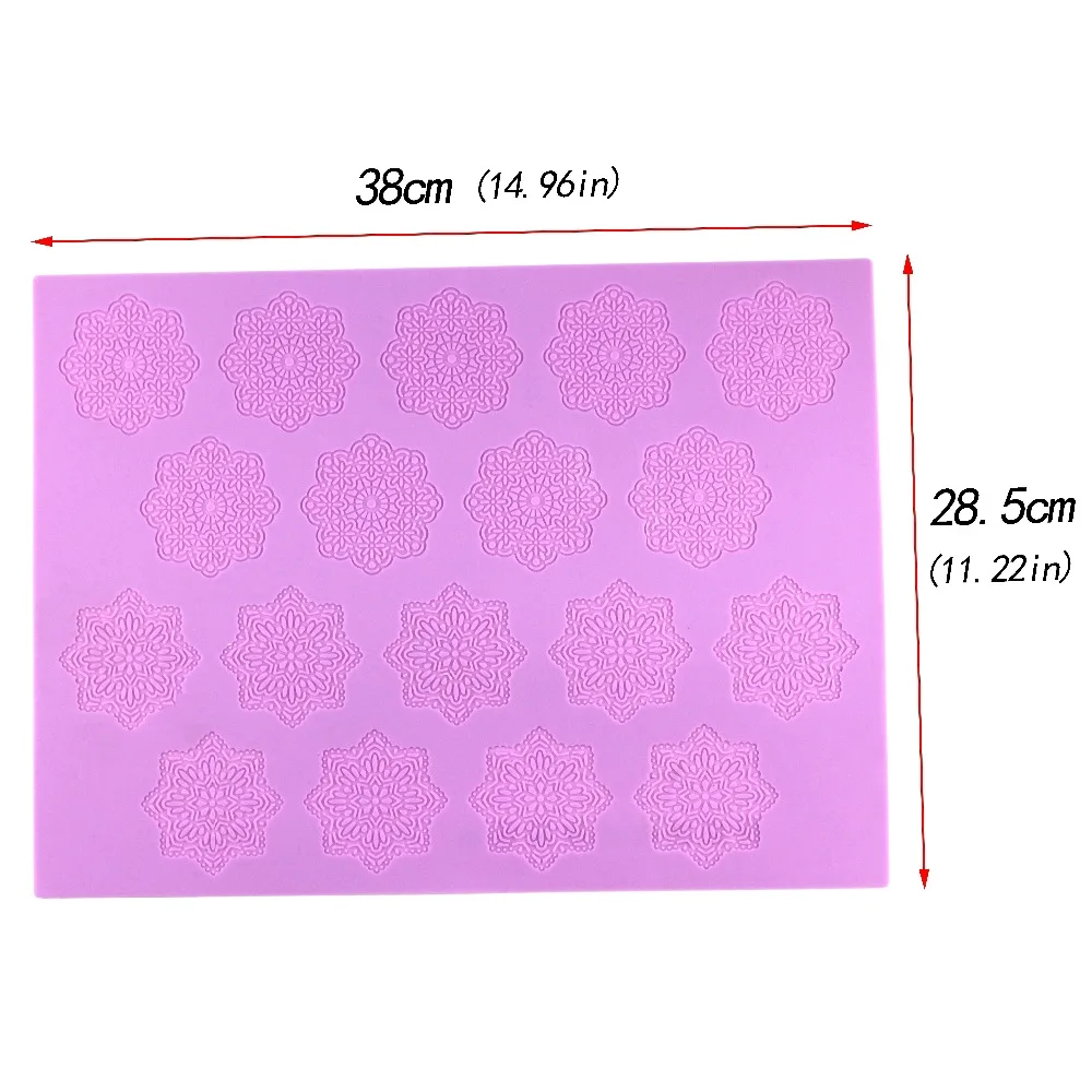 38 * 28.5cm DIY fondant  silicone lace mat , Biscuits cupcake sugar lace cake mat wedding cake decoration baking tool