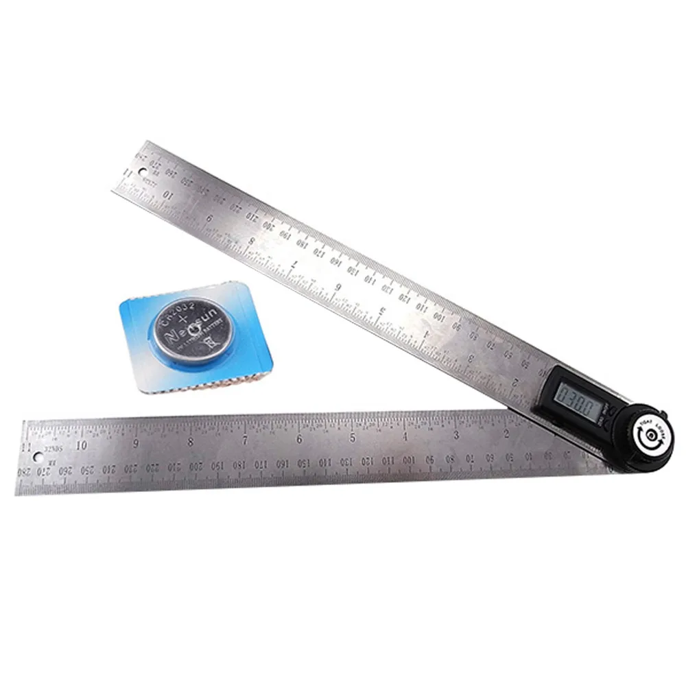 2-in-1 Digital Stainless Steel Angle Finder Meter with Locking Function Protractor Ruler 600mm Woodworking Construction Tool