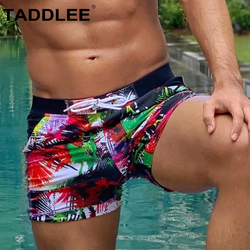 Taddlee Brand Sexy Men\'s Swimwear Swimsuits Swimming Boxer Briefs Board Shorts Long Gay Pockets Surfing Trunks Bathing Suits New