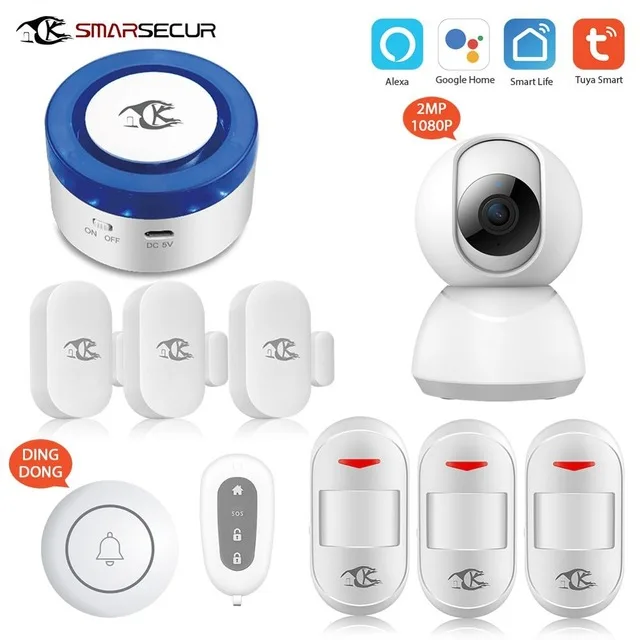 H2 Tuya Smart Home Alarm Wi-Fi Strobe Flash Siren With HD 2.0MP  Wifi Ip Camera