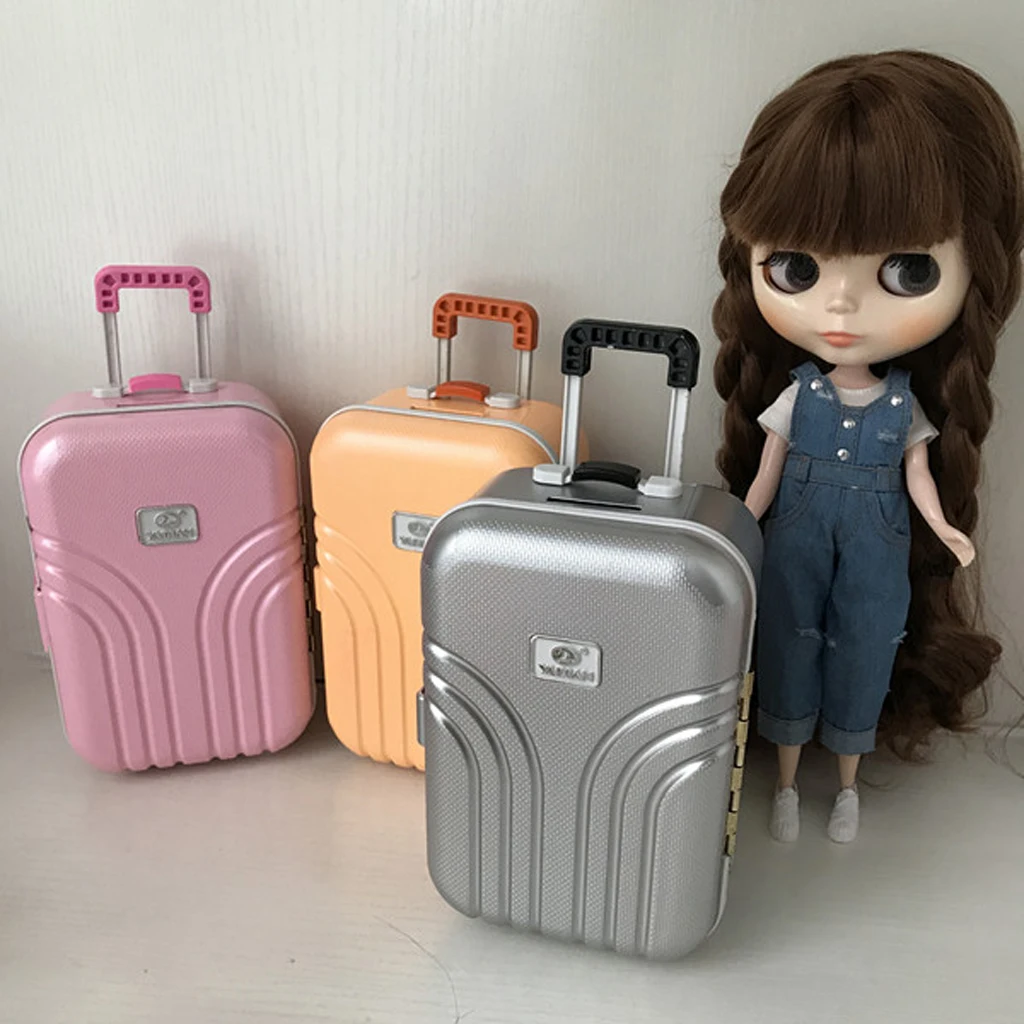 1/6 Scale Dollhouse Miniature Travel Suitcase Luggage Case for   Blythe BJD Salon Azone Pullip Fashion Dolls Accessories