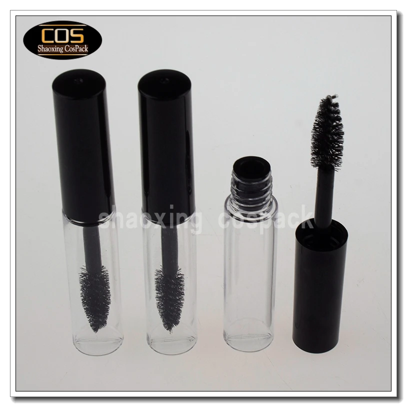 MT009-3.5ml mascara eyelash tubes empty, 3.5ml clear mascara beauty tubes with black lid brush, 3.5ml cosmetic packaging